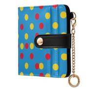 sanluoli Trendy Women's Folding Wallet With Card Slots Waterproof Minimalist PU Leather Wallet for Girls Women Ladies-Polka Dot Celeste Azure