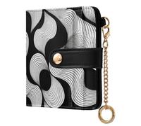 sanluoli Trendy Women's Leather Folding Wallet Convenient Premium PU Leather Wallet for Women Boys Girls-Flat Abstract Pattern Black