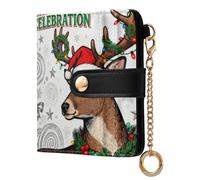 sanluoli Trendy Women's Leather Folding Wallet Unique PU Leather Card Wallet for Women Girls-Merry Christmas Grey Deer