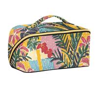 sanluoli Tropical Aesthetics Of The Summer Atmosphere Cosmetic Bag with dividers Waterproof Cosmetic Bags For Women Travel Travel-Size Accessories