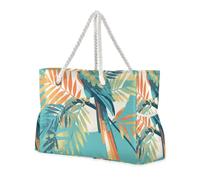 sanluoli Tropical Parrot Green Large Capacity Shoulder Tote Bag with side pocketes Bags For Traveling for Travel Gym Vacation