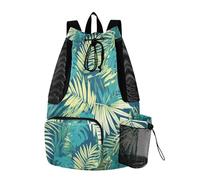 sanluoli Tropical Plants Green Drawstring Bags For Men Women Cinch Sacks With Water Bottle Pocket Dry Wet Separation