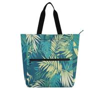 sanluoli Tropical Plants Green Kids Tote Bags for Kids Boys Girls, Gothic Large Handbags Grocery Beach Bag with Zipper Pockets for School Shopping Grocery Rainbow school supplies