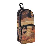 sanluoli Two Cats Sitting on The Mushroom Nylon 3 Compartments Pen Storage Bag study&multifunctional Pencil Storage Case Stationery Bag for Girls Office 1600ml