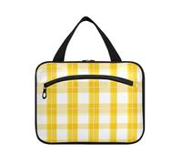 sanluoli Valentine's Day Plaids Checkered Yellow hanging travel bag with hook, designer multifunctional bag for toiletries for travel must haves camping bolsos para hombre