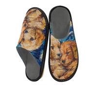 sanluoli Van Gogh Style Cute Dogs Slippers For Women Memory Foam Slippers Womens Indoor Size 6 5