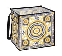 sanluoli Vintage Circle Pattern Orange and Navy Blue foldable storage cubes baskets for blanket folding art storage box 13x13x13 In