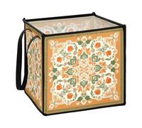 sanluoli Vintage Flower Pattern Orange and Green fabric storage cubes for cloth collapsable totes storage bin 13x13x13 In