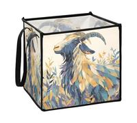 sanluoli Vintage Geometric Art Goat storage bin for office foldable linen storage bin 13x13x13 In