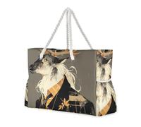 sanluoli Vintage Grey Reindeer Sturdy Women Tote Bag with side pocketes Bag For Work for beach&school&work
