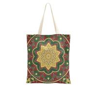 sanluoli Vintage Star Mandala Merry Christmas Tote Bag reusable Canvas Shopping Bags For Groceries Grocery & Farmers Market 16"x15" school essential