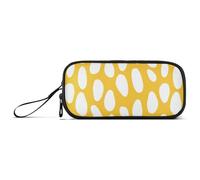 sanluoli White Spots on Yellow Background Nylon Boys Pencil Bag Large Capacity Pencil Cases Stationery for School Men