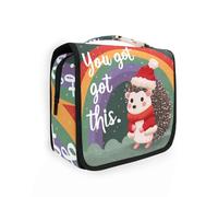 sanluoli You Got This Rainbow Hedgehog hanging shaving kit travel bag with hook, designer compact cosmetic bags for women must backpacking