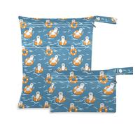 sanluoli zippered large wet bag 2 Pack travel essentials for flying with handles for daycare, bathing (Cute Otter Animals Blue Ocean)
