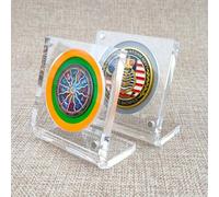 Sanlwenaq Challenge Coins Display, Sanyan Medallion Stand Holder, Jewelry 3D Floating Frame Case, Clear Acrylic Military Coin Protector Container Box for Collectors Medal Specimen Collectibles