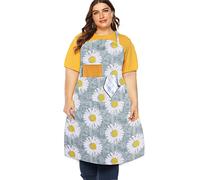 Sanlykate Extra Large Canvas Cotton Apron for Men & Women, Plus Size Durable Aprons with 2 Pockets, Adjustable Bib Machine Washable Oversized Aprons for Baking, Cooking, Painting - Sunflower