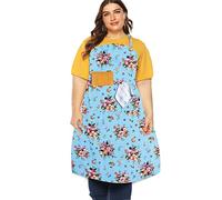 Sanlykate Extra Large Canvas Cotton Apron for Men & Women, Plus Size Durable Aprons with 2 Pockets, Adjustable Bib Machine Washable Oversized Aprons for Baking, Cooking, Painting - Blueness