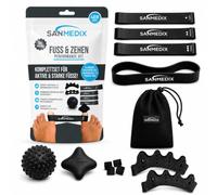 Sanmedix Foot Trainer Set - Toe Separator, Training Bands, Massage Ball & Trigger Tool for Foot Training, Toe Training, Mobilisation, Regeneration & Foot Strength