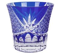 SANMENMO Edo Kiriko Glass Whiskey Tumbler - Handcrafted Crystal Glass, Royal Chrysanthemum Pattern, High Clarity, for Whiskey, Cocktails, and Cold Drinks