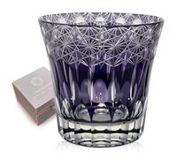 SANMENMO Edo Tokyo Kiriko Whiskey Glasses- Japanese Style Luxury Handcrafted High Transparency Crystal Royal Lucky Purple Crystal Cocktail Tumbler- Gift for Men, Scotch,Wine and Rum Lovers-1 Cup