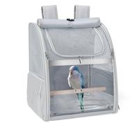 Sanmoncare Bird Carrier Backpack, Water Repellent Fabric Cockatiel Travel Bag with Stand, Lightweight and Portable Travel Cage for Parrot, Bird Travel Carrier