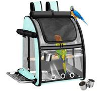 Sanmoncare Bird Carrier Backpack with Stainless Steel Mesh, Parrot Travel Cage with Stand, Easy to Clean, Portable Conures Travel Bag, Pet Breathable Travel Cage