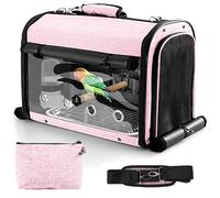Sanmoncare Bird Carrier Bag Cockatiel Travel Cage with Stand, Lightweight Travel Carrier for Small Bird, Portable Parrot Travel Bag, Pet Transparent Travel Backpack