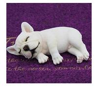 Sanmum Miniature French Bulldog Garden Statue Dog Figurines Resin Sculpture Forest Animal Statue Outdoor Decor Yard Planter Flower Pot Ornaments (Beige side posture)