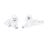 Sanmum Set of Miniature Poodle Garden Statue Dog Figurines Resin Sculpture Forest Animal Statue Outdoor Decor Yard Planter Flower Pot Ornaments(White)