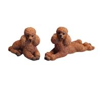 Sanmum Set of Miniature Poodle Garden Statue Dog Figurines Resin Sculpture Forest Animal Statue Outdoor Decor Yard Planter Flower Pot Ornaments(Braun)