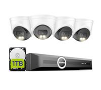 SANNCE 3MP PoE Security Camera System, 2K HD Full-Colour Night Vision IP Camera with Smart Human & Vehicle Detection, Built-in Microphone, Power over Ethernet CCTV (4 Cameras + NVR + 1TB HDD)