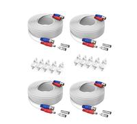 SANNCE 4 Packed 100FT 30 M BNC Video Power CCTV Security Camera System BNC RCA Power Cable BNC RCA Extension Cable, Free BNC RCA Connector Included ( White)