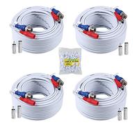 SANNCE 4 x 30 m/100ft HD Multifunction Cable Video Surveillance Camera Analog Kit DVR CCTV BNC RCA DC Power Supply System Video Surveillance System White