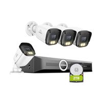 SANNCE 4K PoE CCTV Security System, 8 CH NVR & 4x Outdoor Camera & 2TB HDD | 8MP 8 Channels NVR, 4* Surveillance Cameras, AI Detection, Dual Light Night Vision for Cameras House Security, 2TB HDD