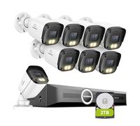 SANNCE 4K PoE CCTV Security System, 8 CH NVR & 8x Outdoor Camera & 2TB HDD | 8MP 8 Channels NVR, 8* Surveillance Cameras, AI Detection, Dual Light Night Vision for Cameras House Security, 2TB HDD