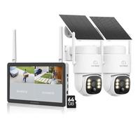 SANNCE 4MP Wireless CCTV Camera Systems, 10CH NVR & 2* Solar Camera Outdoor | 10 Channel 10” Screen NVR Dual WiFi6 Monitor, 8000mAh Battery Solar PT Cameras, PIR Human Detect, Two-Way Audio, 64GB SD Card