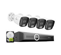 SANNCE 5MP POE Security Camera System, 4K 8CH NVR with Human/Vehicle Detection, 4x Outdoor IP Cameras, IP67 Weatherproof, Remote Access, 2TB HDD
