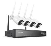 SANNCE 5MP Wireless CCTV Security Camera System, 10 Channel NVR, 4x WiFi Outdoor Cameras 5MP, Two Way Audio, Works with Alexa, Human Detection, App Alert, IP66 Waterproof, NO HDD