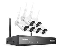 SANNCE 5MP Wireless CCTV Security Camera System, 10 Channel NVR, 6x 5MP Cameras, Two Way Audio, Works with Alexa, Human Detection, App Alert, Outdoor IP66 Waterproof, NO HDD