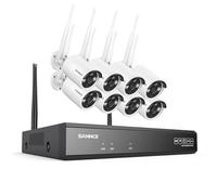 SANNCE 5MP Wireless CCTV Security Camera System, 10 Channel NVR, 8x 5MP Cameras, Two Way Audio, Works with Alexa, Human Detection, App Alert, Outdoor IP66 Waterproof, NO HDD