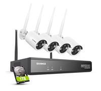 SANNCE 5MP Wireless CCTV Security Camera System, 10 Channel NVR, Two Way Audio, Works with Alexa, Human Detection, App Alert, Outdoor IP66 Waterproof, 1TB Hard Drive