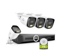 SANNCE 8CH POE CCTV Camera System, 6MP NVR Network Video Recorder, 4x 3MP Outdoor Security Cameras for House Security, Full Colour Night Vision, Audio Recording, Human/Vehicle Detection, 1TB HDD