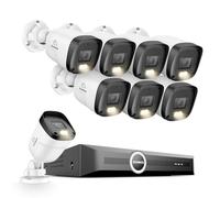 SANNCE 8CH POE CCTV Camera System, 6MP NVR Network Video Recorder, 8x 3MP Outdoor Security Cameras for House Security, Full Colour Night Vision, Audio Recording, Human/Vehicle Detection, NO HDD