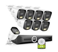 SANNCE 8CH POE CCTV Camera System, 6MP NVR Network Video Recorder, 8x 3MP Outdoor Security Cameras for House Security, Full Colour Night Vision, Audio Recording, Human/Vehicle Detection, 2TB HDD