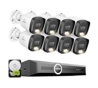 SANNCE 8CH POE CCTV Camera System, 6MP NVR Network Video Recorder, 8x 3MP Outdoor Security Cameras for House Security, Full Colour Night Vision, Audio Recording, Human/Vehicle Detection, 1TB HDD