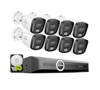 SANNCE 8CH POE CCTV Security Camera System, 5MP Network Video Recorder PoE 8 Channel NVR with 8x 3MP Outdoor Security IP Cameras and 1TB HDD Audio Recording