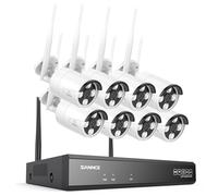 SANNCE 8MP 10-Channel NVR CCTV Wireless Security System with 8x 3MP WiFi Cameras, 2 Way Audio, Works with Alexa, Human Detection, IP66, No HDD