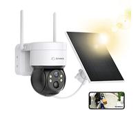SANNCE PT Camera Wireless 4MP, Pan 350° Tilt 90° Security 2.4G WiFi Camera 2K & Solar Panel 6300mAh 3PCS 18650 Rechargeable Battery Outdoor IP65, Colour Night Vision, 2-way Audio, Works with Alexa