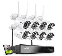 SANNCE Wireless CCTV Camera System, 10CH 5MP WiFi NVR, 4x 3MP Outdoor Metal Surveillance Security IP Cameras, Works with Alexa, One-Way Audio, P2P & AI Human Detection, 1TB HDD