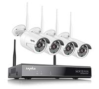 SANNCE Wireless CCTV Security Camera System, 16CH 4K NVR & 4* Cams, NO HDD | 8MP Recorder & 4x 3MP Outdoor Surveillance Security IP Camera, Dual WiFi, Motion Detection, Colour Night Vision, 2 Way Audio